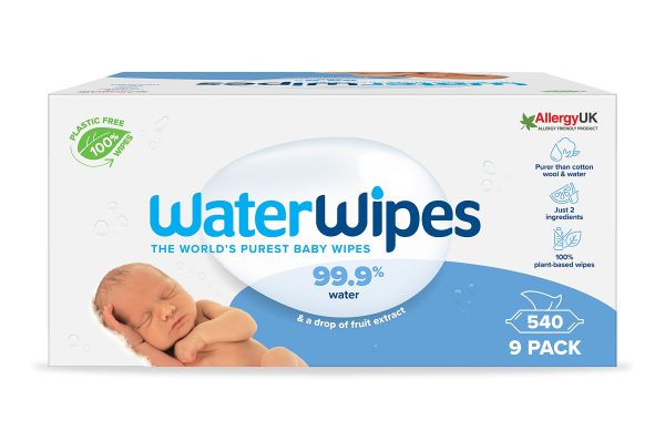 WaterWipes Original Plastic Free Baby Wipes – 540 Count (9 Packs)