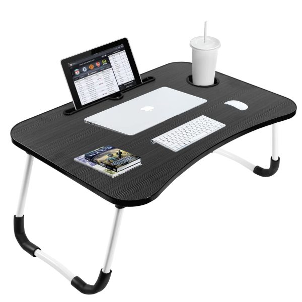 SKY-TOUCH Portable Folding Laptop Desk for Bed – 60x40x28 cm (Black)