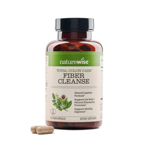 NatureWise Total Colon Care Fiber Cleanse with Herbal Laxatives, Prebiotics, & Digestive Enzymes
