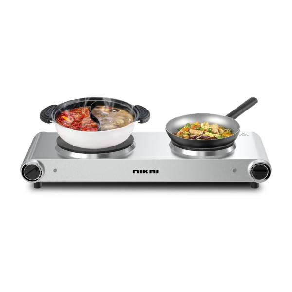 Nikai Double Hot Plate Hob – Twin Cooktop (Silver)