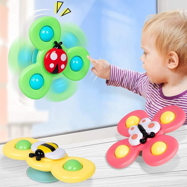 AWH LULULIA Suction Cup Fidget Spinner Toys (3 Pack, Multicolored)