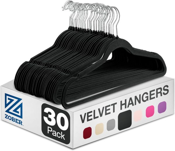 Premium Black Velvet Hangers 30 Pack