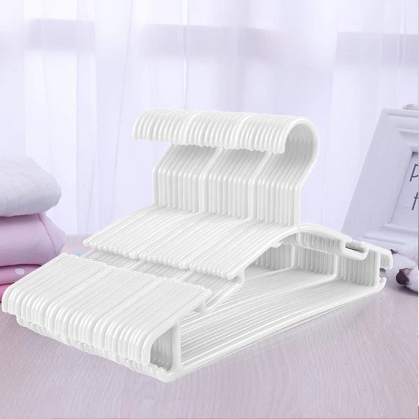 NC 60pcs Kids Hangers Plastic White Anti-Slip Design