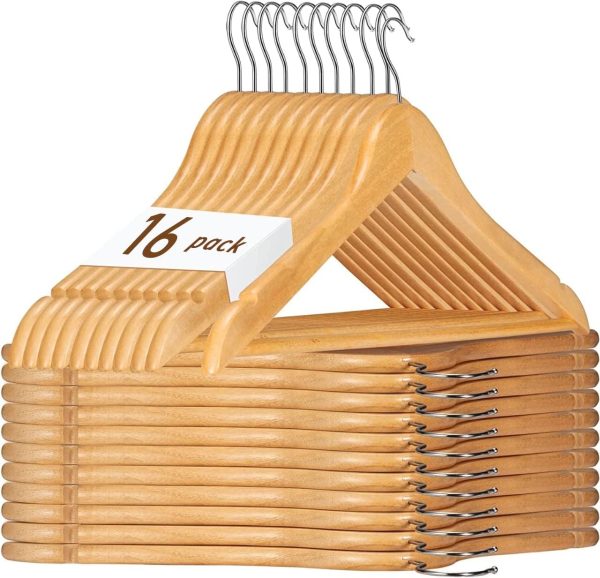 HOUSE DAY Wooden Hanger 16 Pack – Natural