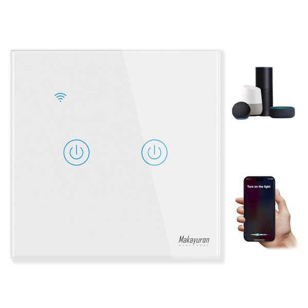 Makayuron WiFi Smart Wall Light Switch Two Gang No Neutral
