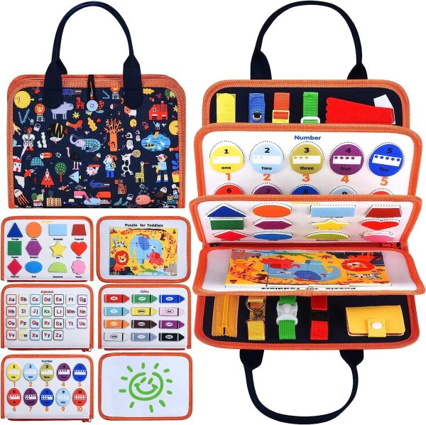 Toworld Busy Board Montessori Sensory Activity Toy – 91 PCS for Toddlers